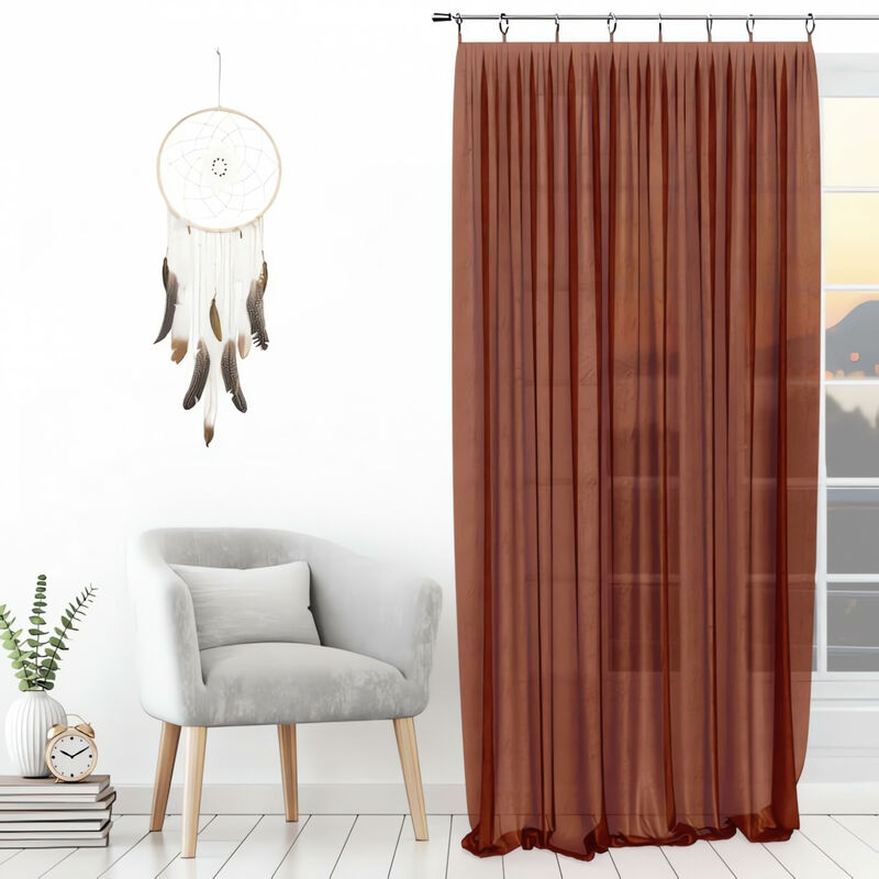 Voilage avec anneaux 135x250 cm spirit brique, par Soleil d'ocre