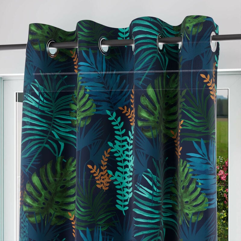 Voile à oeillets 135x250 cm amazonie bleu, par Soleil d'Ocre