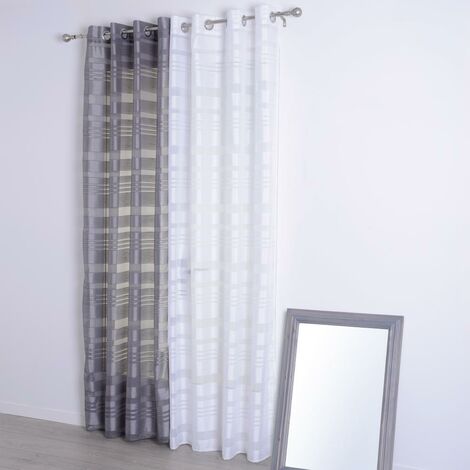 Voilage à bandes Satinées 140 x 240 cm Blanc