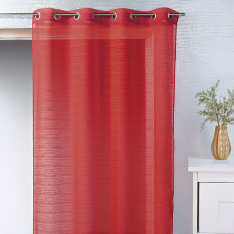 Voilage à fines rayures prêt à poser Rouge Orangé 290x240 cm