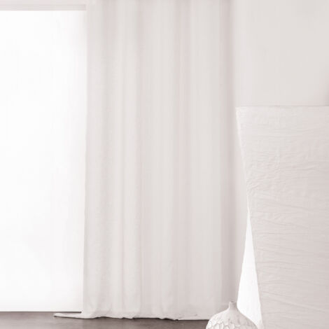 Voilage à Galon Fronceur Semi-Transparent Blanc 240x260 cm