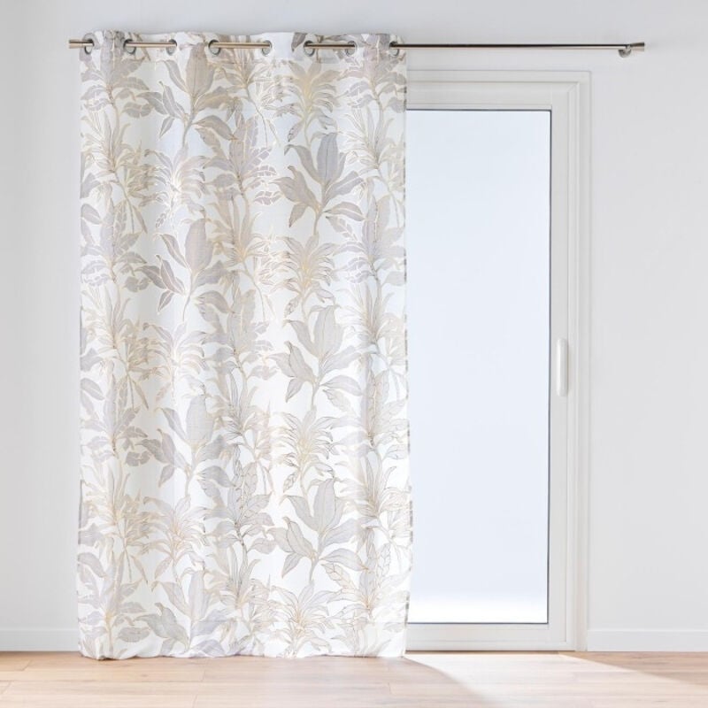 Voilage à Œillets Grande Hauteur - 135 x 280 cm - Imprimée Métallisée Vayana Naturel