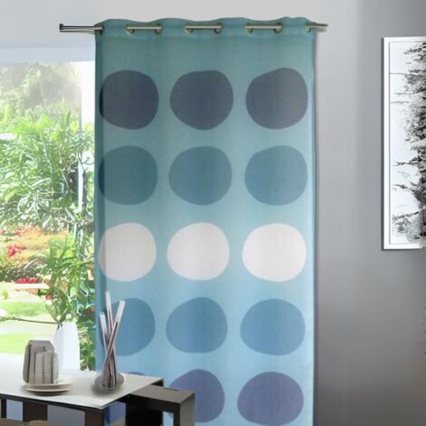 Voilage à motif de gros pois Bleu azur 135x240 cm