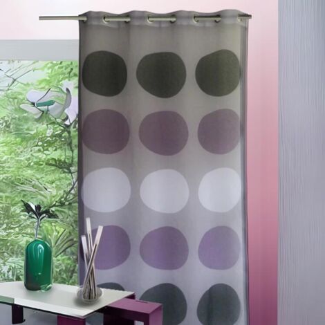 Voilage à motif de gros pois Gris anthracite 135x240 cm