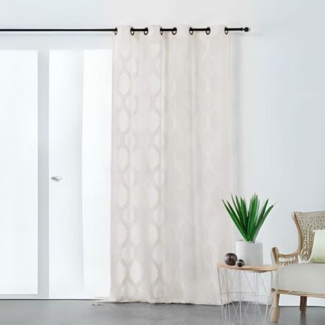 Voilage à motifs géométriques verticaux Ecru 140x250 cm
