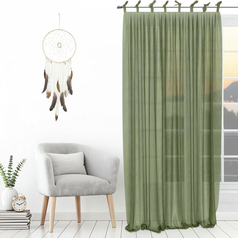 Voilage à nouettes 135x250 cm spirit kaki, par Soleil d'ocre