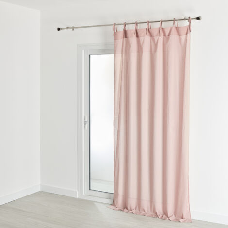 Voilage à nouettes en coton uni Rose 140x240 cm