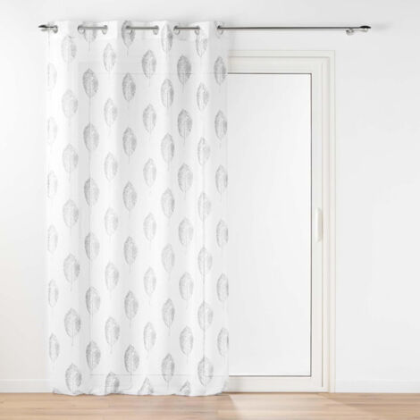 Voilage a oeillets 140 x 240 cm effet lin tissé imprime Indila Blanc