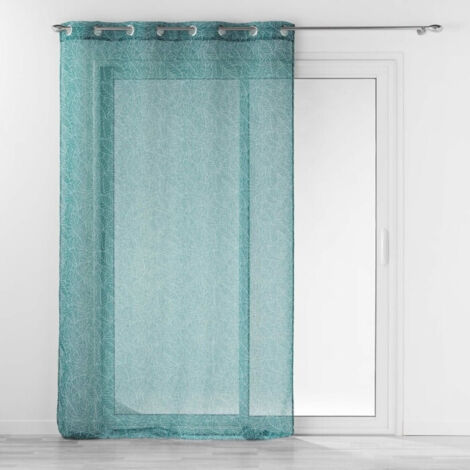 Voilage a oeillets 140 x 240 cm effet lin tissé Solea Pétrole
