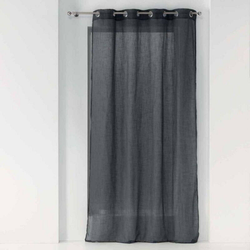 Voilage a oeillets 140 x 240 cm effet lin tissé Zazy Anthracite