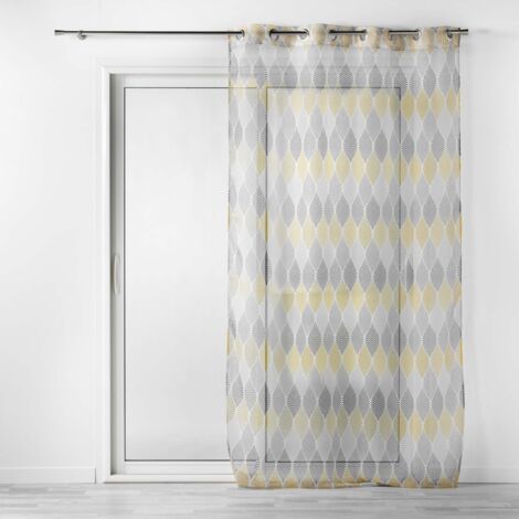 Voilage a oeillets 140 x 240 cm voile imprimé Winter green Jaune