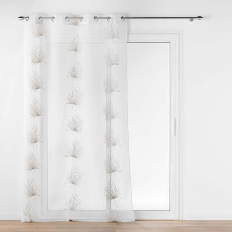 Voilage a oeillets 140 x 240 cm voile sablé brodé Palmaris Beige