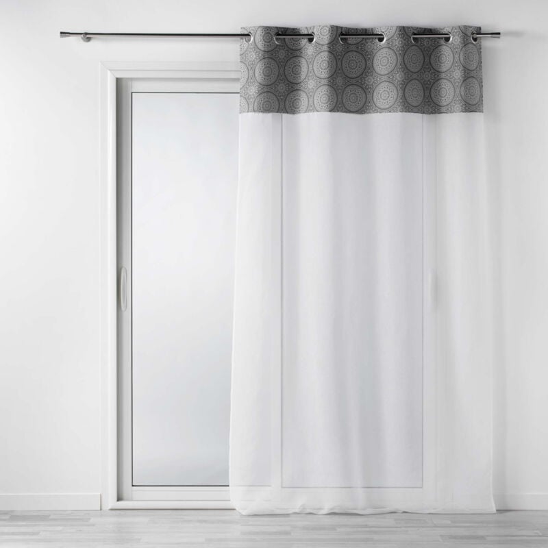 Voilage a oeillets 140 x 240 cm voile sable+ haut coton Sibel Gris