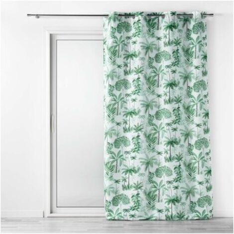 Voilage a oeillets 140 x 240 cm voile sablé imprimé Amazonia Vert