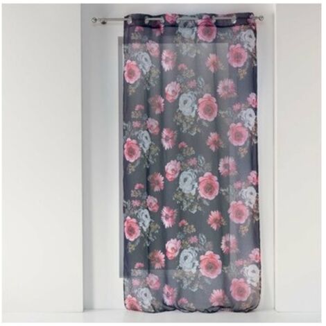 Voilage a oeillets 140 x 240 cm voile sable imprime flower life Prune