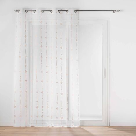 Voilage a oeillets 140 x 240 cm voile sablé  imprimé metallisé Ariane Or rose