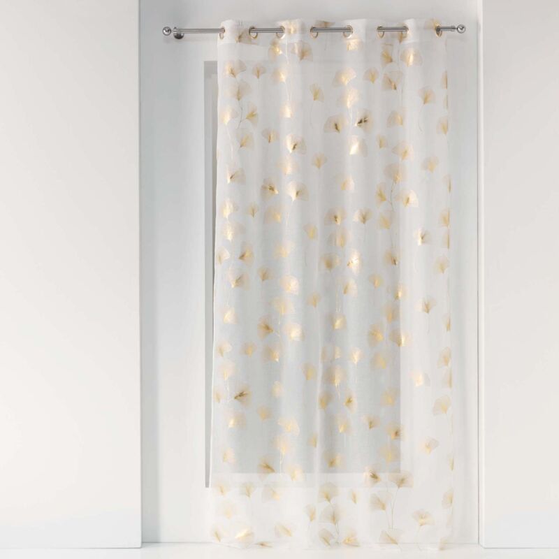 Douceur D'intérieur - Voilage blanc et ginkgo doré Doré 140x240 cm