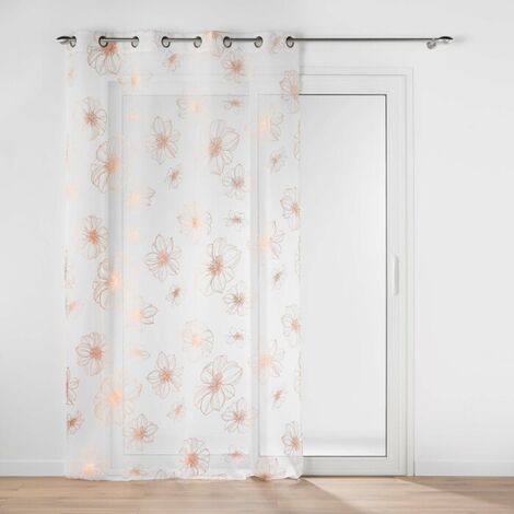 Voilage a oeillets 140 x 240 cm voile sablé  imprimé metallisé Joyce Or rose