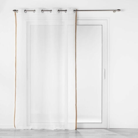 Voilage a oeillets 140 x 240 cm voile sablé  +jute Sarah Blanc