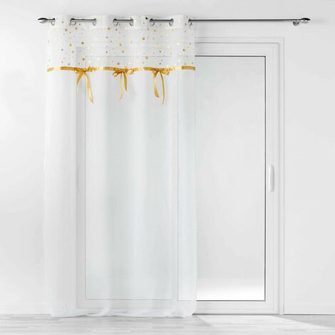 Voilage a oeillets 140 x 240 cm voile sablé + Noeud satin Stelly