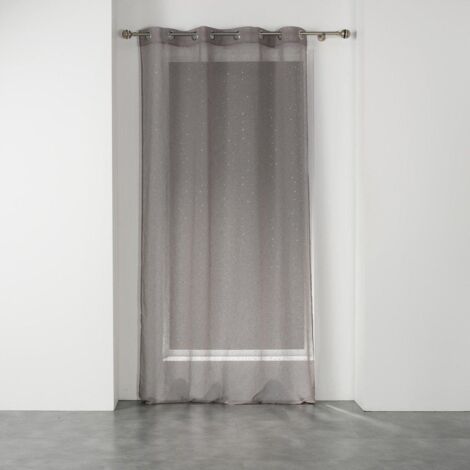 Voilage a oeillets 140 x 240 cm voile tisse applique elea Gris/argent