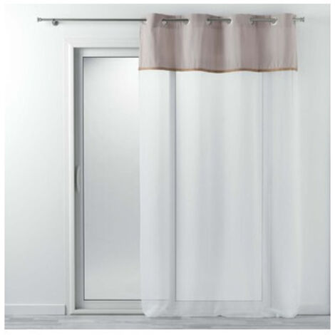 Voilage à oeillets 140 x 240 cm voile uni + jute gris kelonia