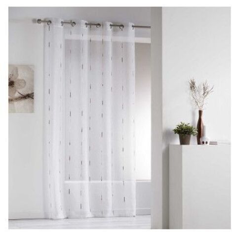 Voilage à oeillets - 140 x 260 cm - Chenilla - Beige - Livraison gratuite