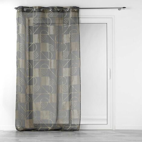 Voilage à œillets 140x240 sable métallisé Lineor anthracite or