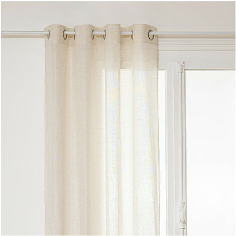 Voilage à œillets Beige aspect Lin 140 x 240 cm - Atmosphera