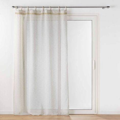 Voilage a oeillets bois 140 x 240 cm voile tisse+fantaisie Mileo Beige