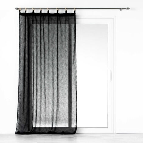 Voilage a oeillets bois 140 x 240 cm voile tissé Minalisa Noir