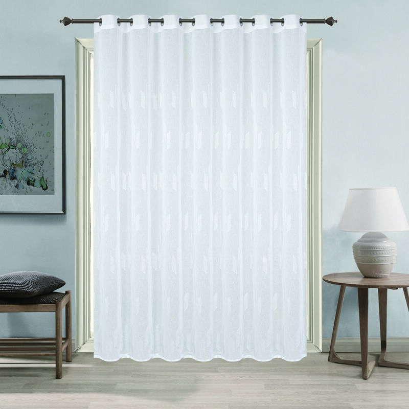 Voilage à oeillets brodé brillant Blanc 300x240 cm