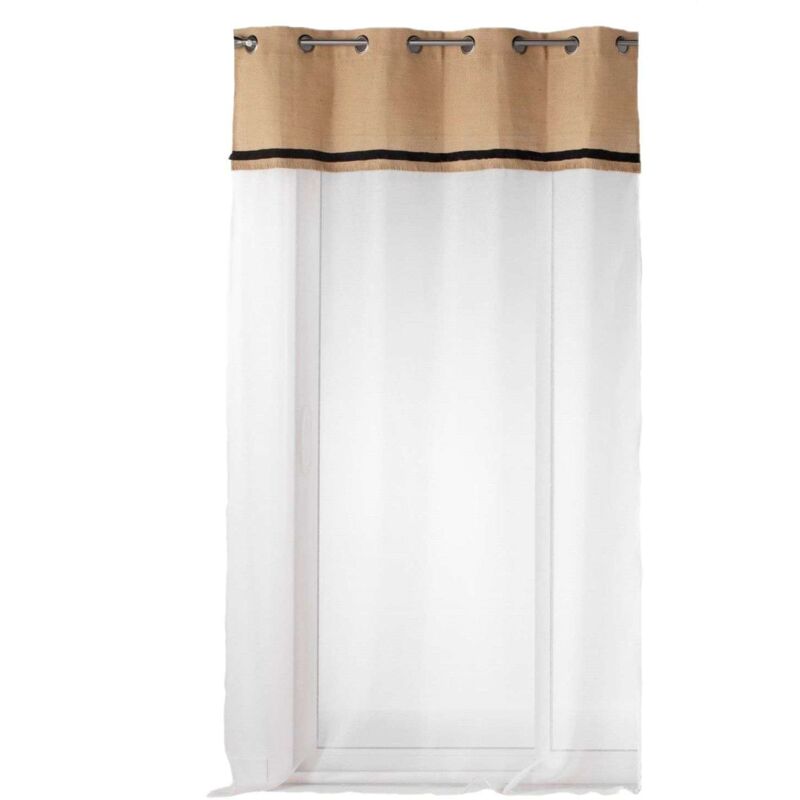 Voilage à œillets ebro - Voile sablé avec top en jute