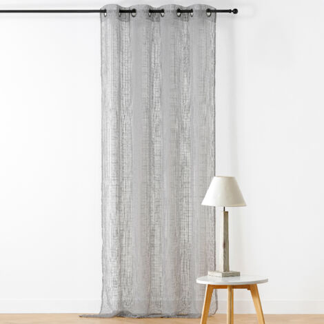 Voilage à Oeillets  - Effet Filet Gris 140x260 cm