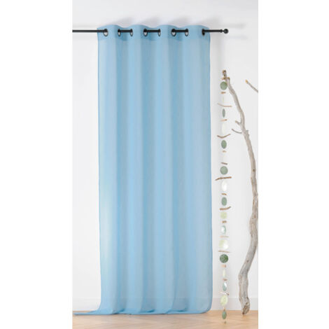 Voilage à Oeillets en Tissu Recyclé Bleu 135x260 cm