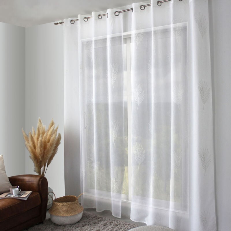 Decostars - Voilage à oeillets feuille de palmier Blanc 140x240 cm