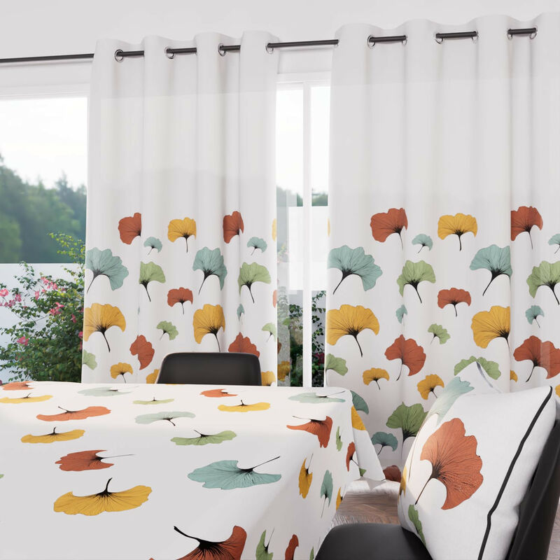 Voile à oeillets 135x250 cm ginkgo, par Soleil d'Ocre