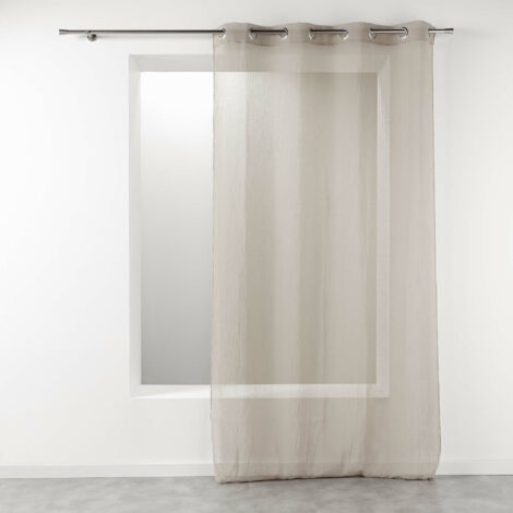 Voilage à Œillets Grande Hauteur 140 x 280 cm – Étamine Crash Telma Taupe