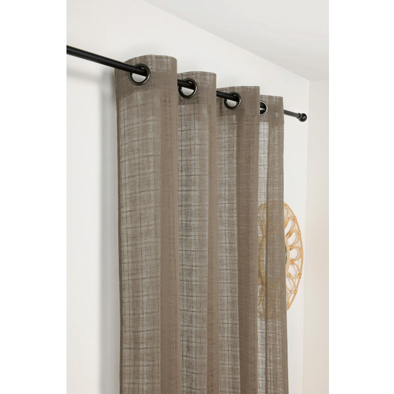 Voilage à carreaux 145x260cm "Kelsch" - 145x260cm - Marron