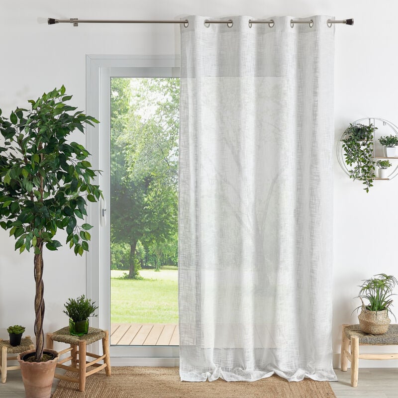 Voilage à oeillets naturel - Effet lin Blanc cassé 140x260 cm