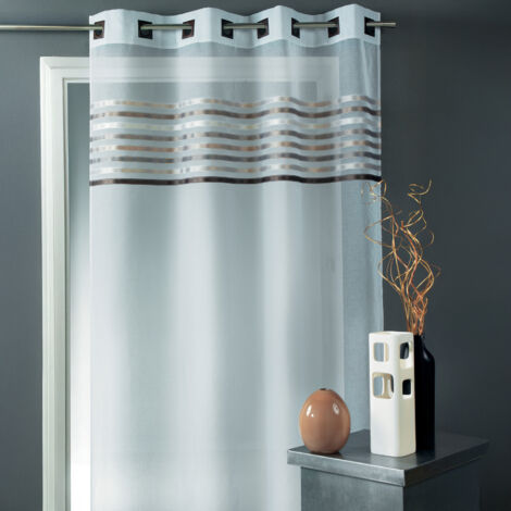 Voilage à parement tissé et œillets carrés Taupe 140x260 cm
