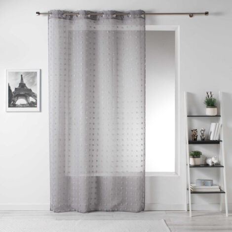 Voilage à Pompons "Pomponi" 140x240cm Gris