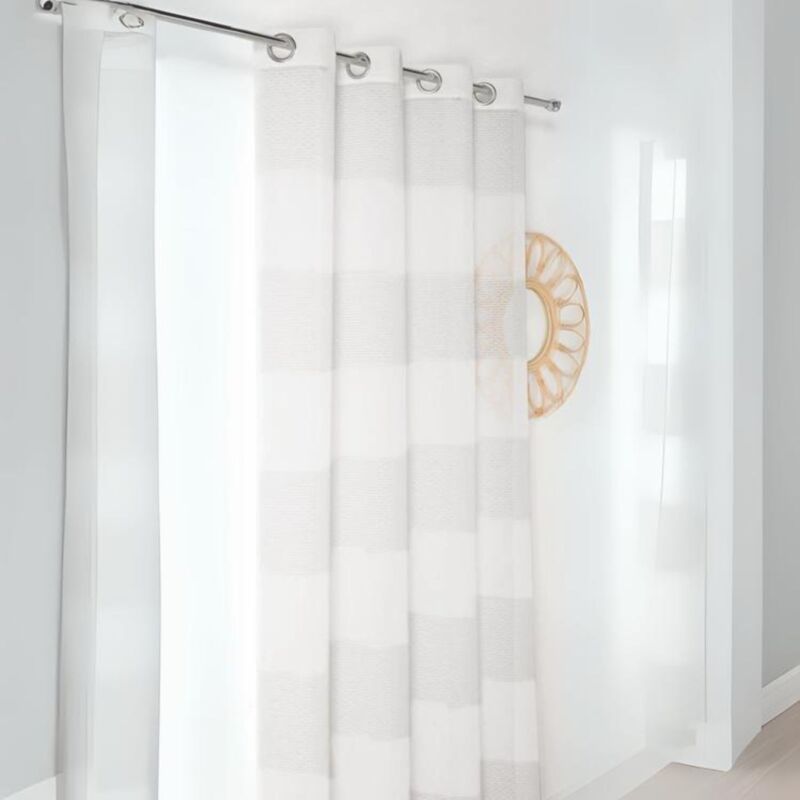 Voilage à rayures bayadères Blanc 140x240 cm