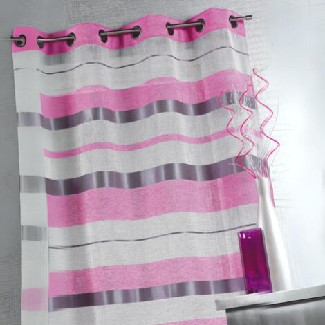 Voilage à rayures bayadères horizontales Fuchsia 140x240 cm