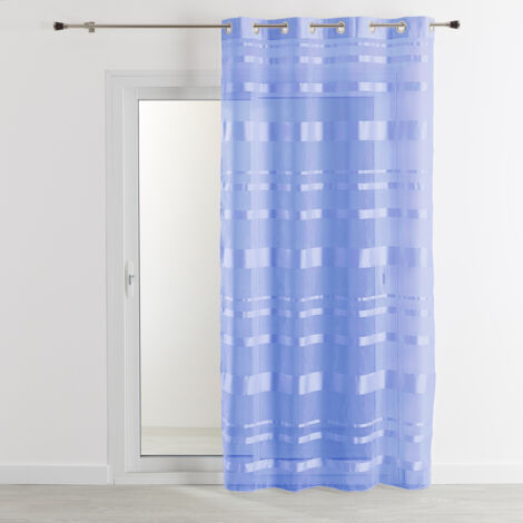 Voilage à rayures horizontales brillantes Bleu 140x240 cm