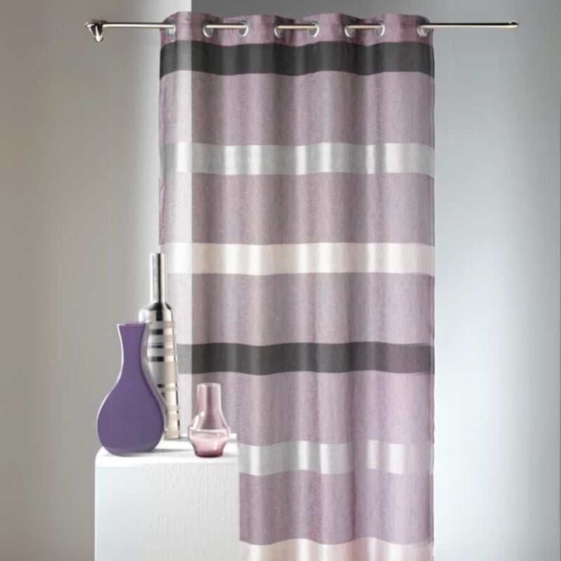 Voilage à rayures horizontales design Violet parme 140x240 cm