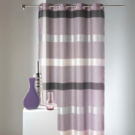 Voilage à rayures horizontales design Violet parme 140x240 cm