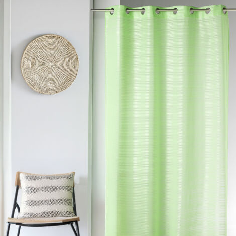 Voilage à rayures horizontales ton sur ton Vert tilleul 140x240 cm