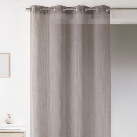 Voilage à rayures verticales ton sur ton Gris clair 145x260 cm