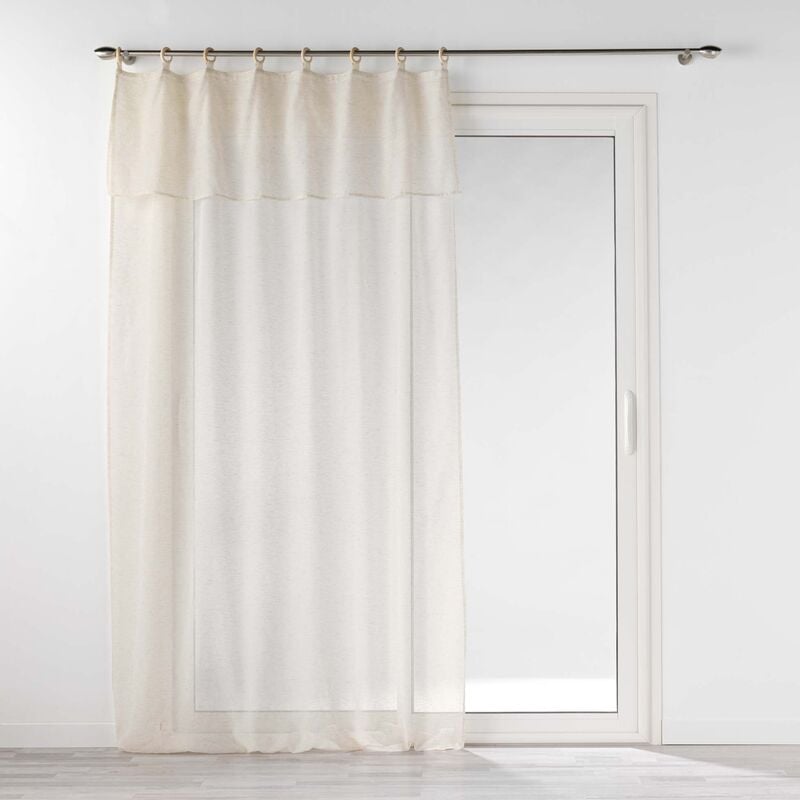 Voilage à volant et œillets en bois Beige 140x240 cm